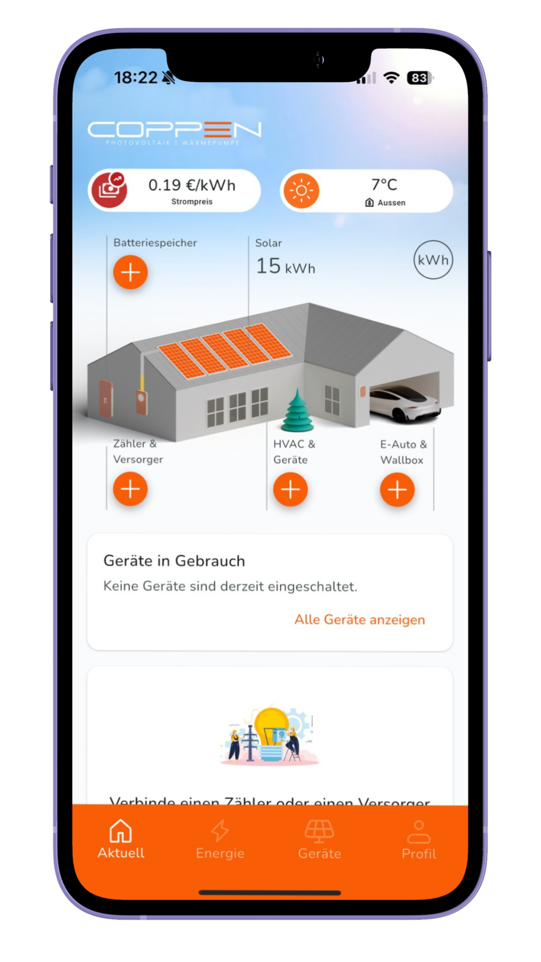 COPPEN CLARA App auf einem Smartphone