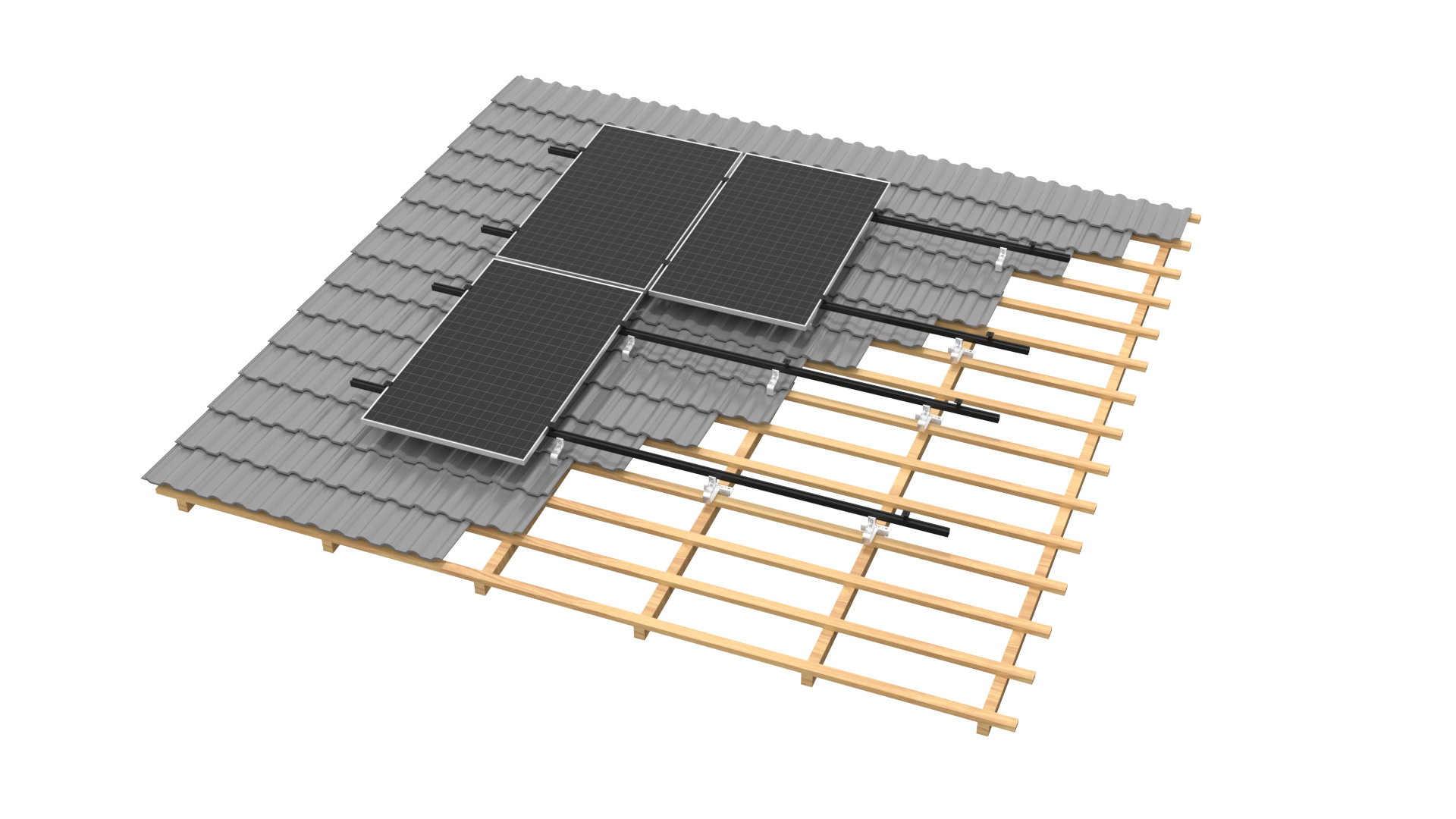 Schwarze COPPEN HJT Solarmodule auf einer Dachkonstruktion