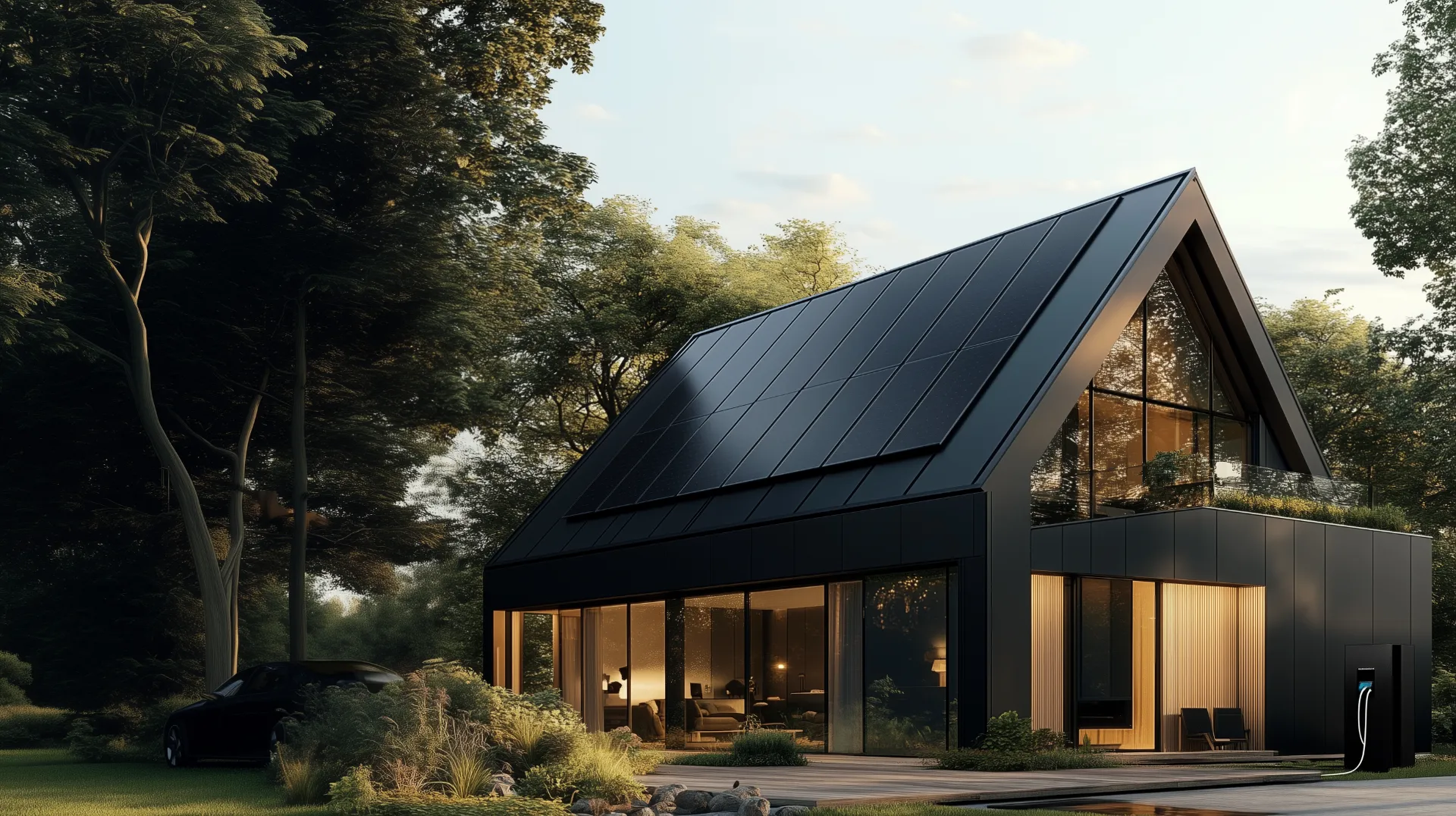 Modernes Haus mit COPPEN Solaranlage als Teil eines vernetzten Energiesystems